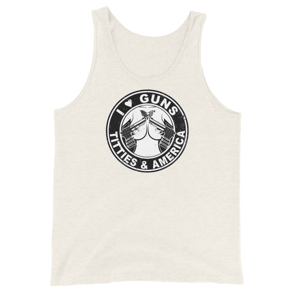 I Love Guns ( . Y . ) and America Unisex Tank Top