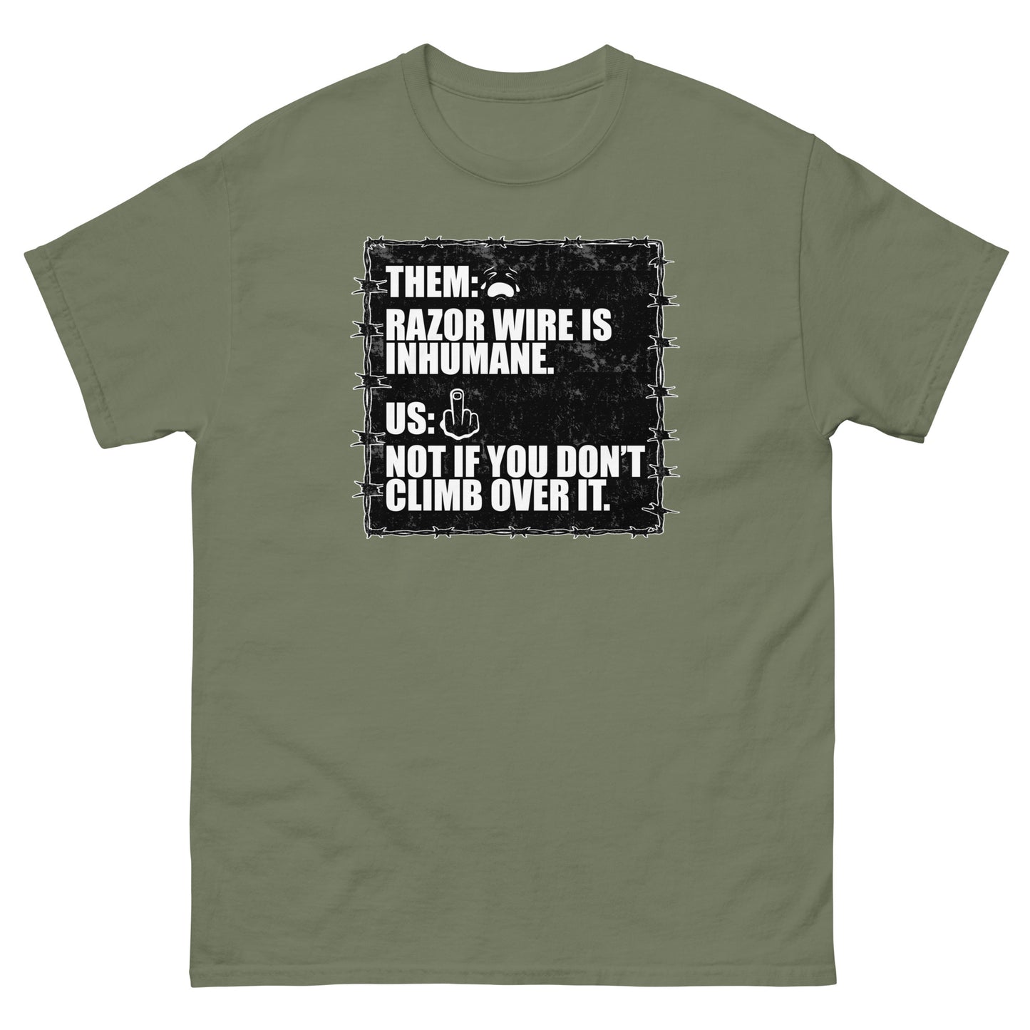 RAZOR WIRE IS INHUMANE Men's classic tee