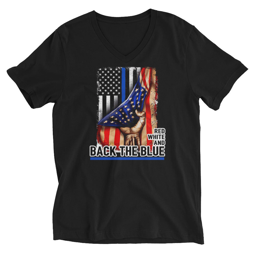 Red White and Back The Blue Unisex Short Sleeve V-Neck T-Shirt