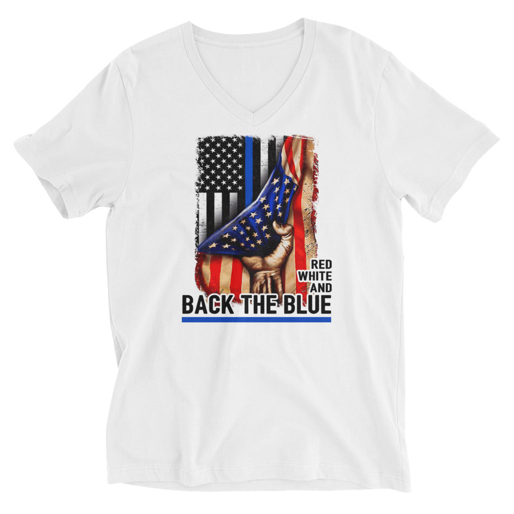 Red White and Back The Blue Unisex Short Sleeve V-Neck T-Shirt