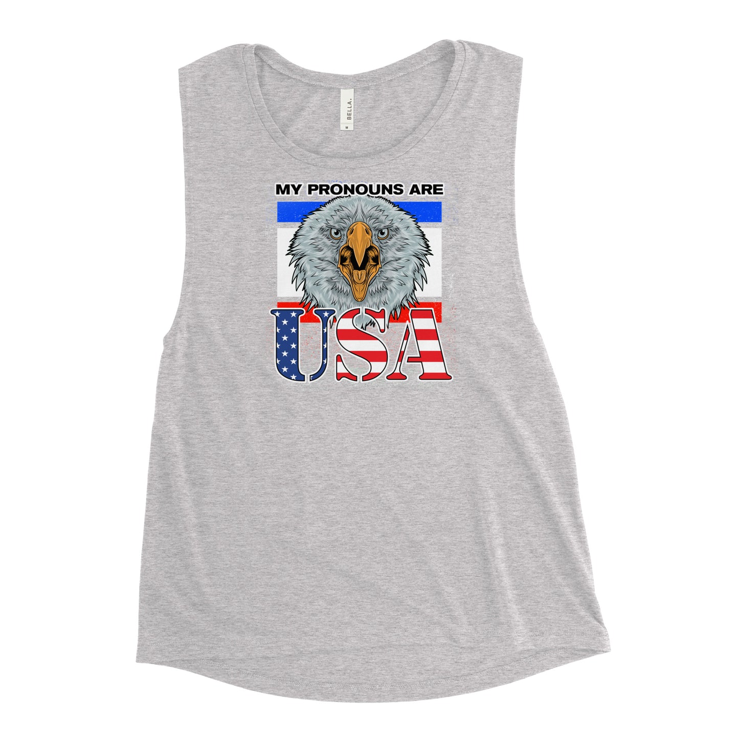 My Pronouns Are U.S.A. Ladies’ Muscle Tank