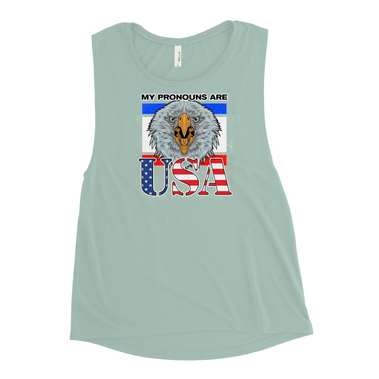 My Pronouns Are U.S.A. Ladies’ Muscle Tank