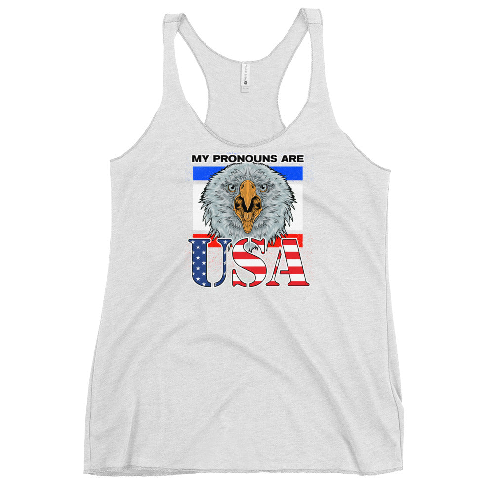 My Pronouns Are U.S.A. Women's Racerback Tank