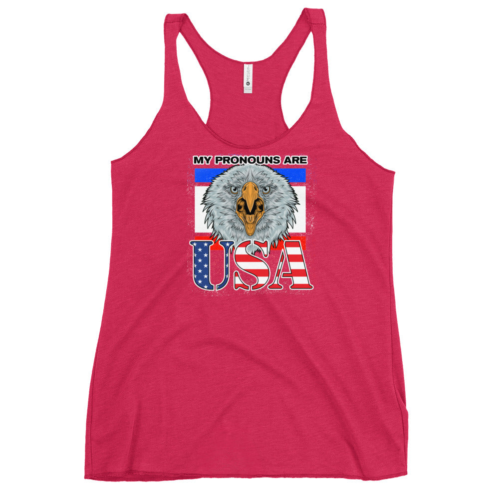 My Pronouns Are U.S.A. Women's Racerback Tank