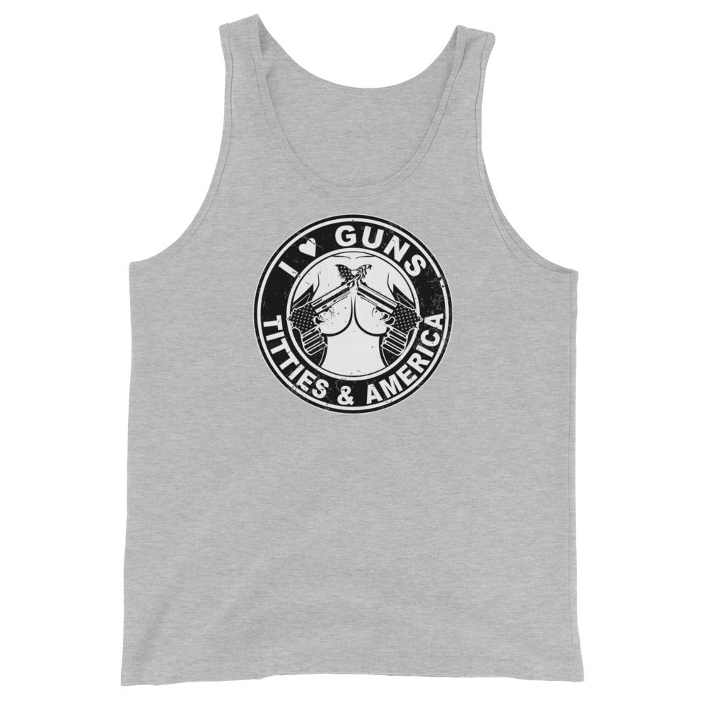 I Love Guns ( . Y . ) and America Unisex Tank Top