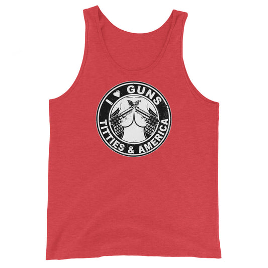 I Love Guns ( . Y . ) and America Unisex Tank Top