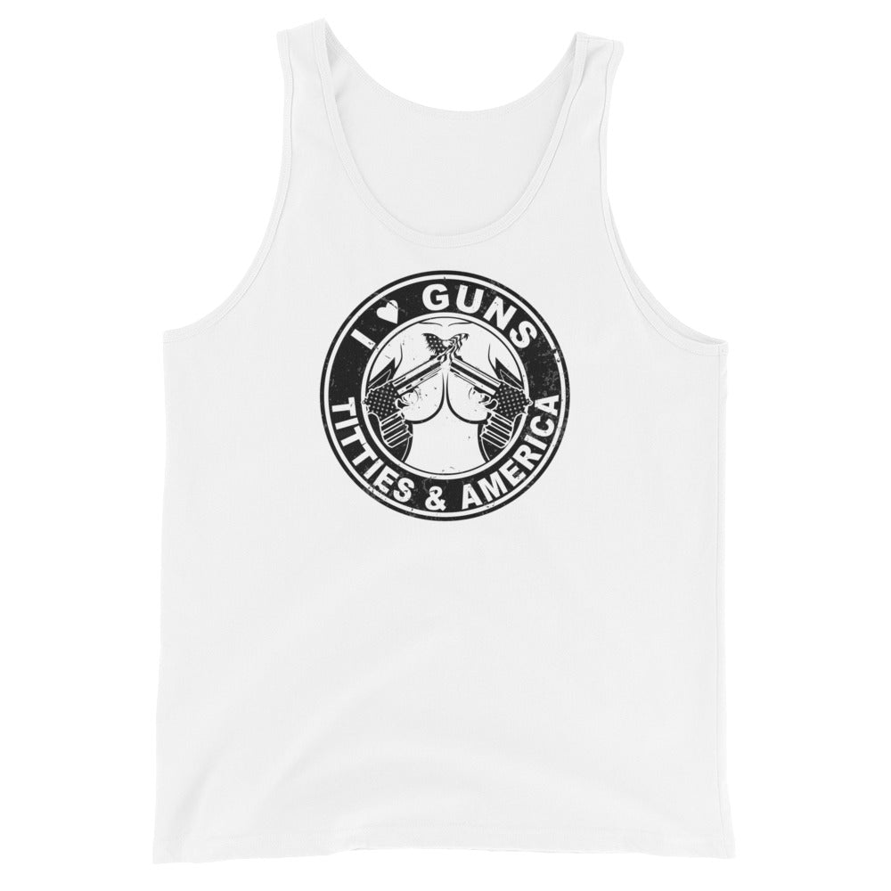 I Love Guns ( . Y . ) and America Unisex Tank Top