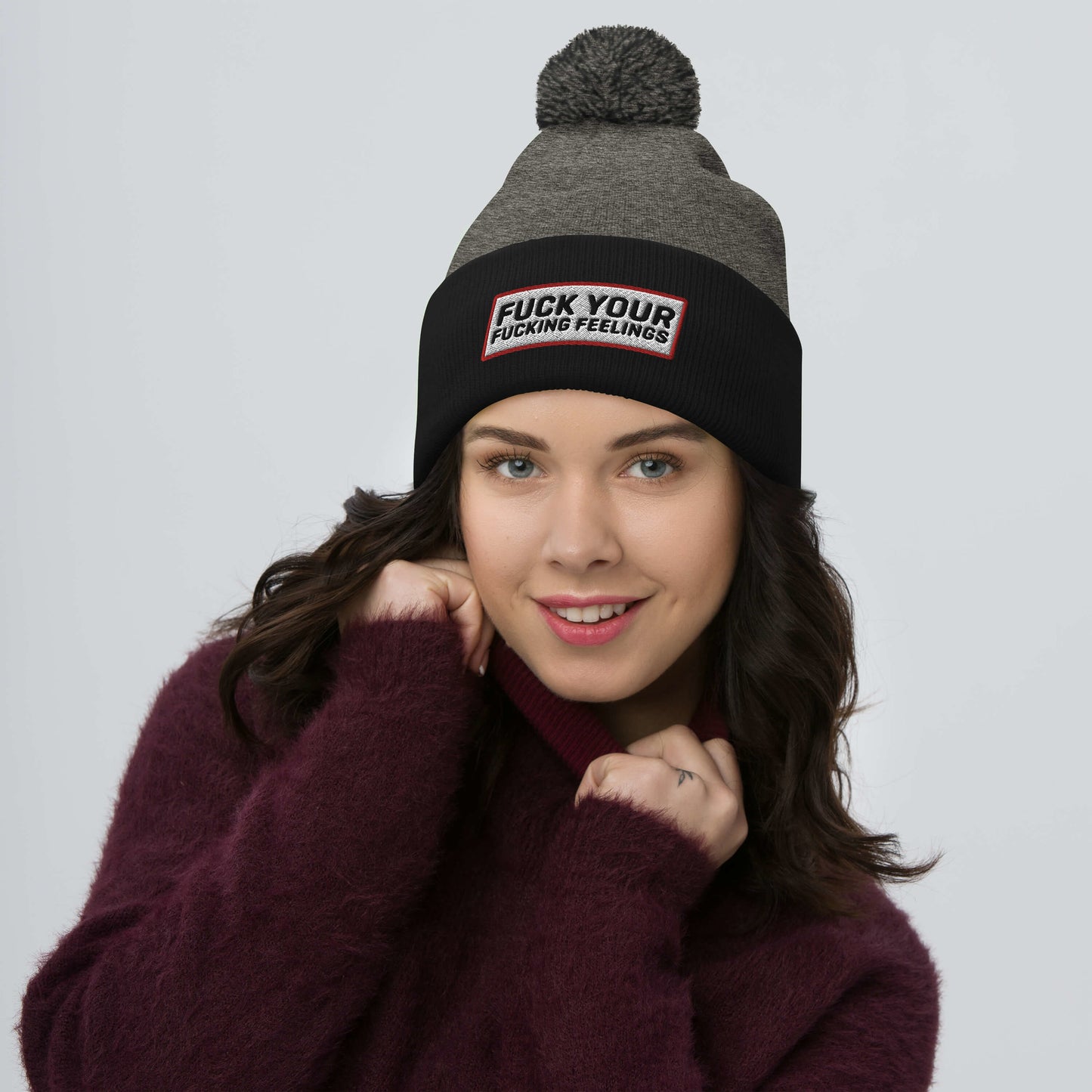 Pom-Pom F Bomb Beanie