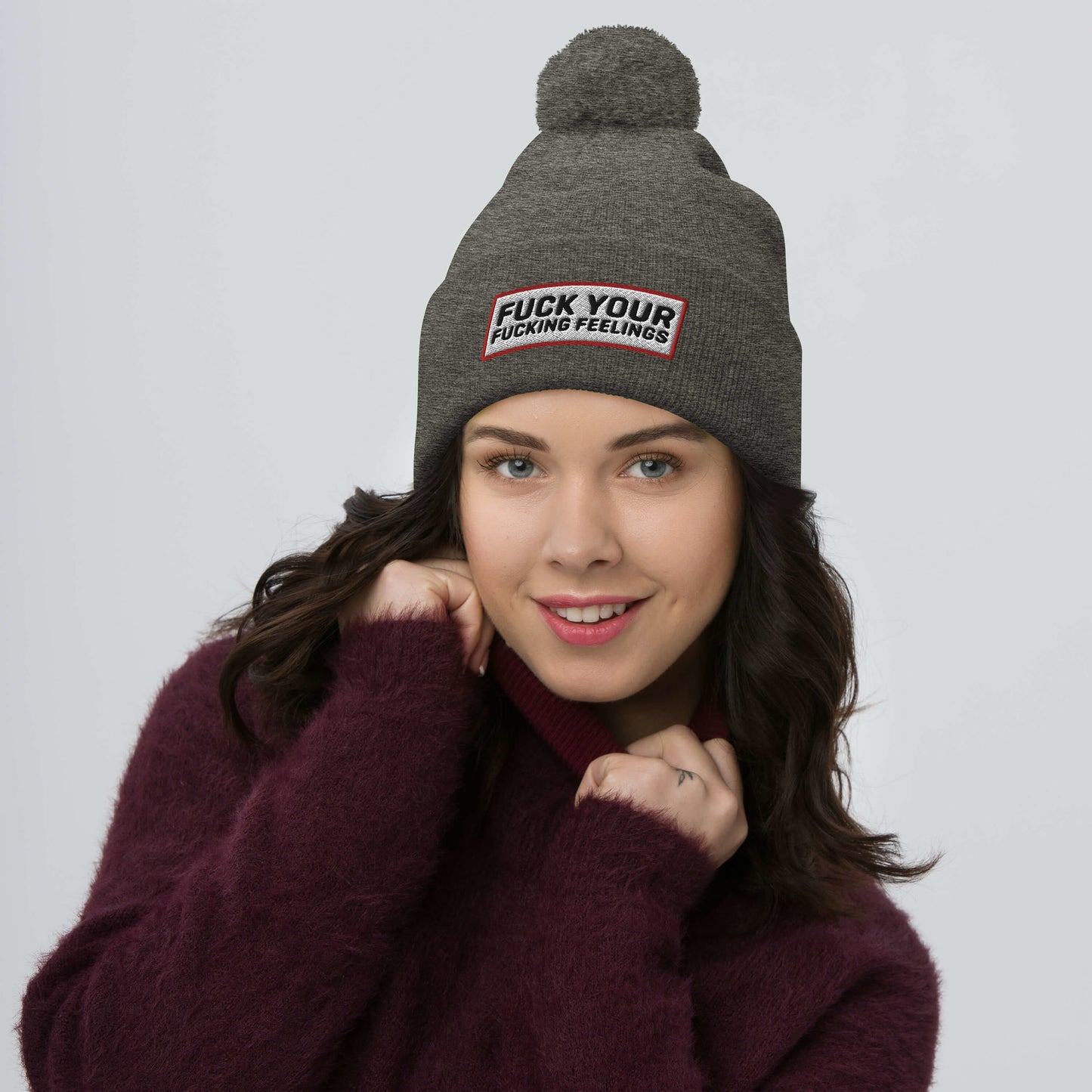 Pom-Pom F Bomb Beanie