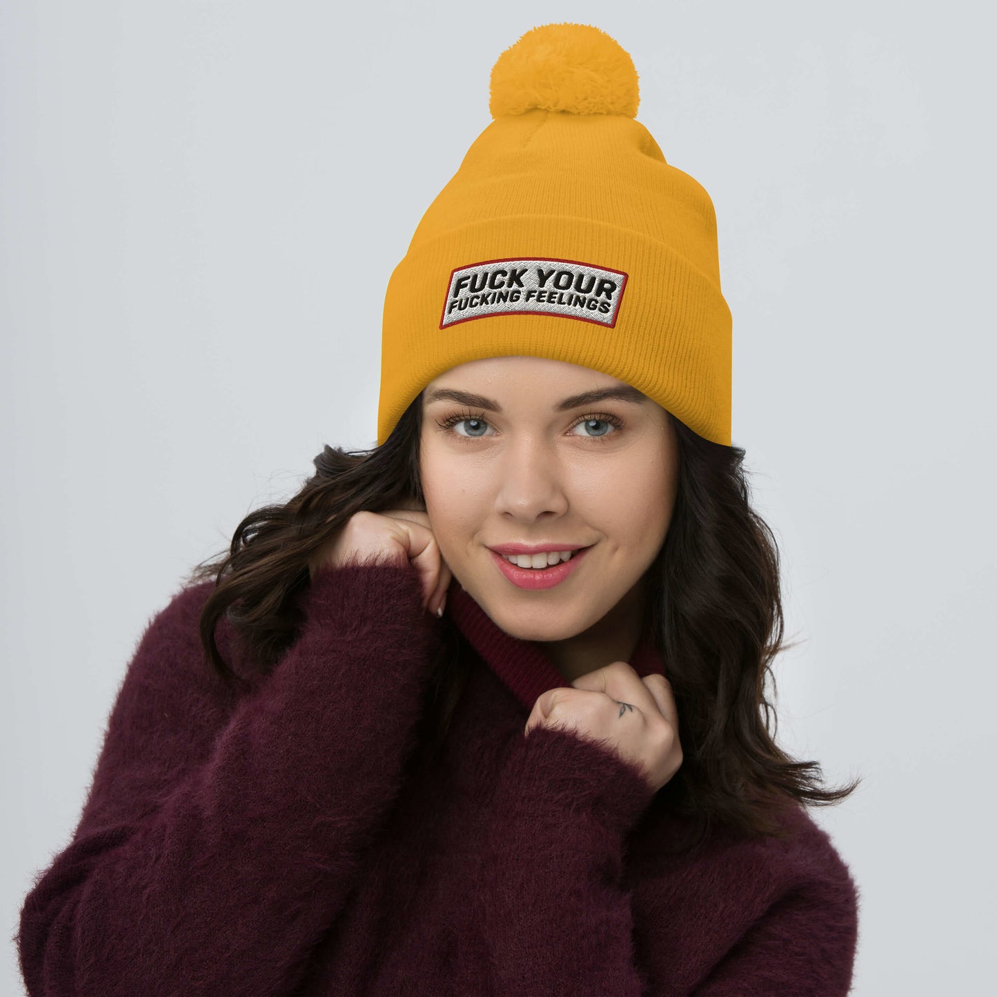 Pom-Pom F Bomb Beanie