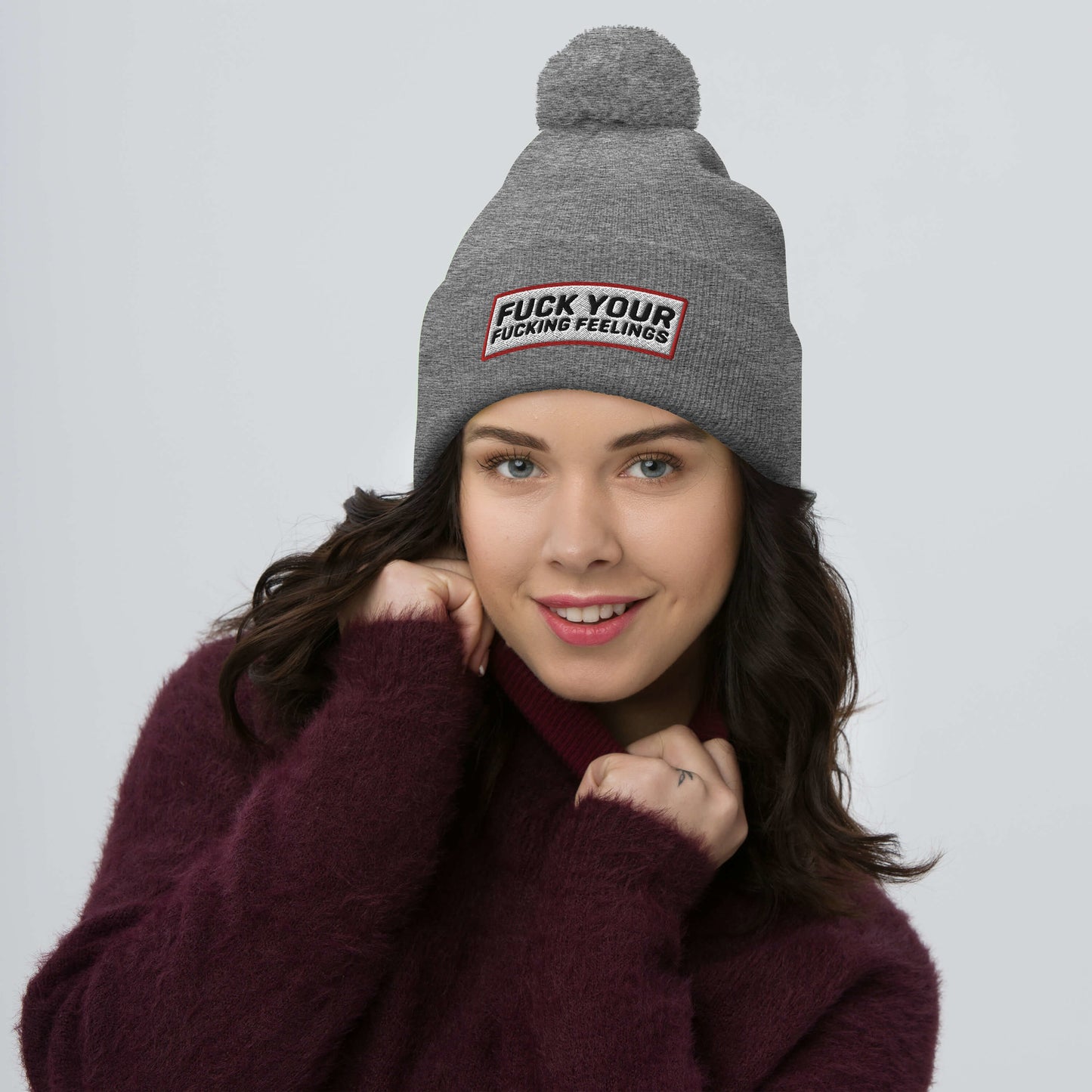 Pom-Pom F Bomb Beanie