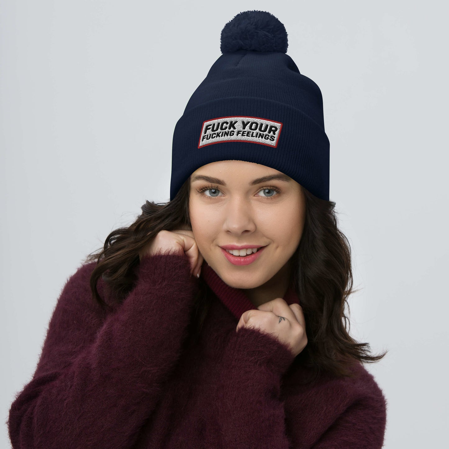 Pom-Pom F Bomb Beanie