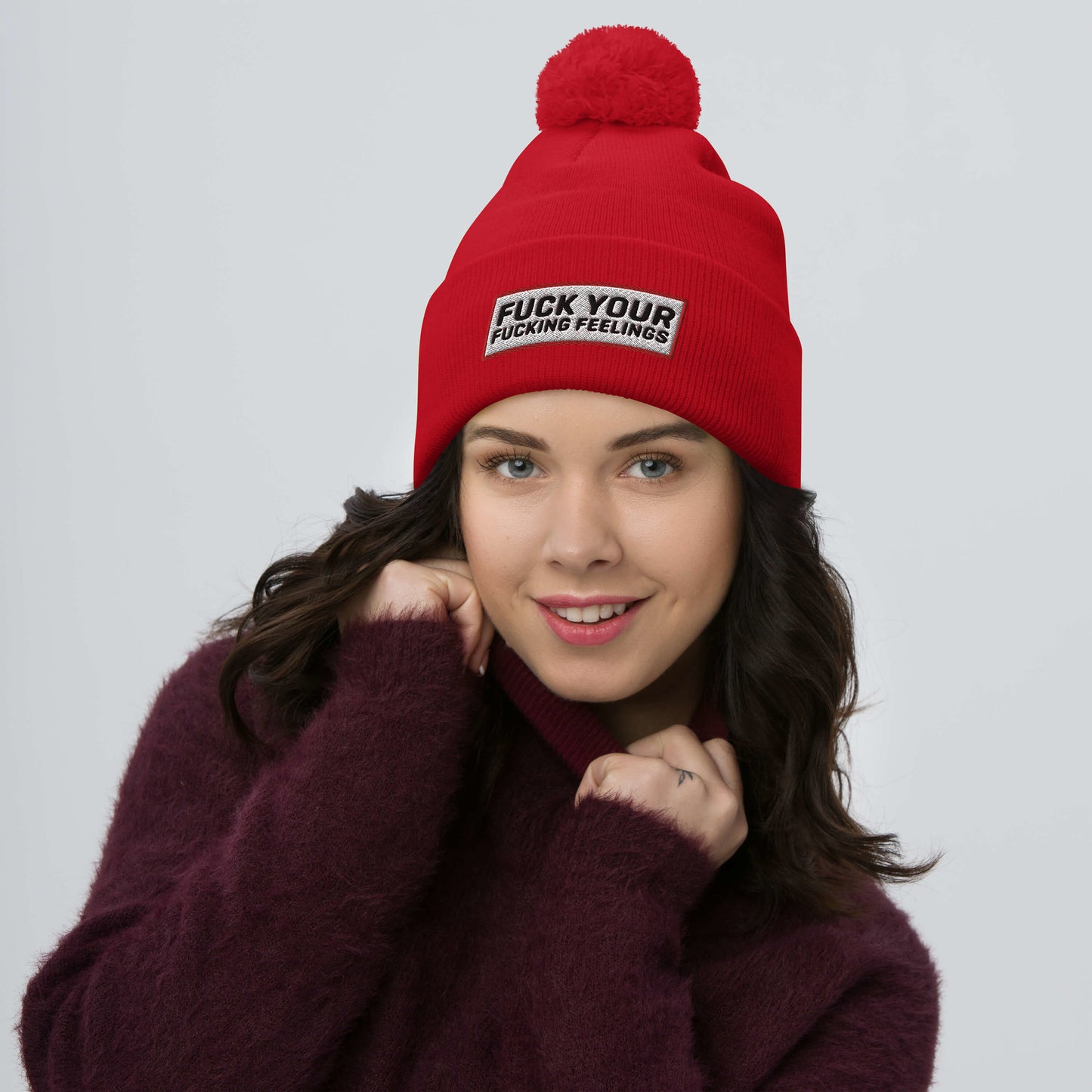 Pom-Pom F Bomb Beanie