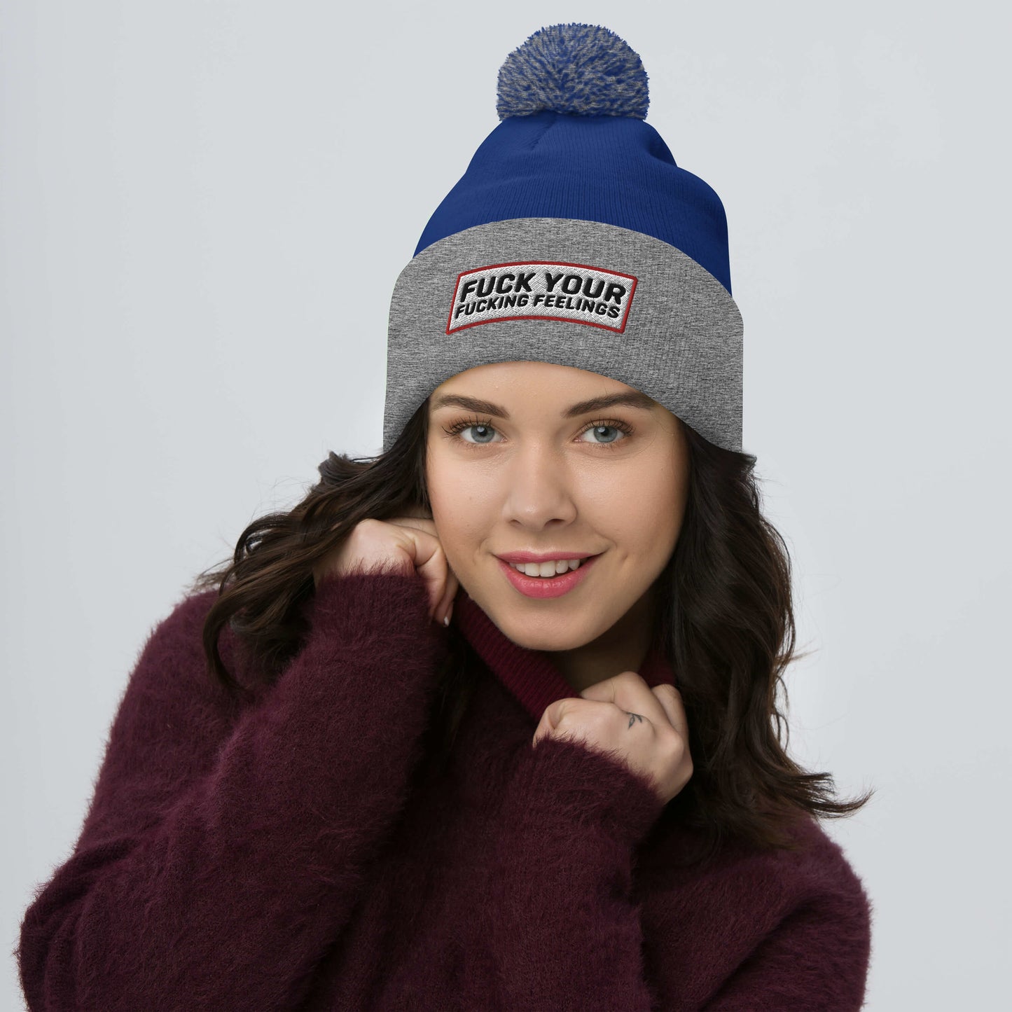 Pom-Pom F Bomb Beanie