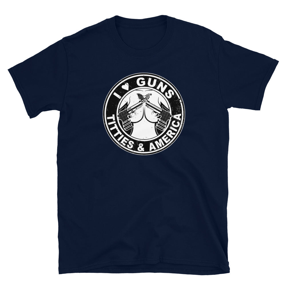 I Love Guns ( . Y . ) and America Short-Sleeve Unisex T-Shirt