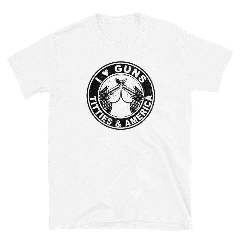 I Love Guns ( . Y . ) and America Short-Sleeve Unisex T-Shirt