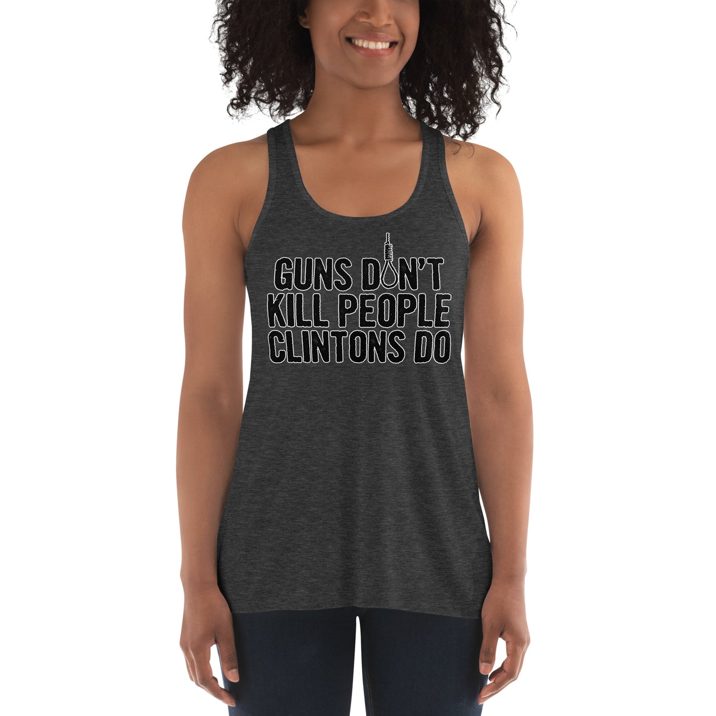 Guns Don't Kill People Women's Flowy Racerback Tank