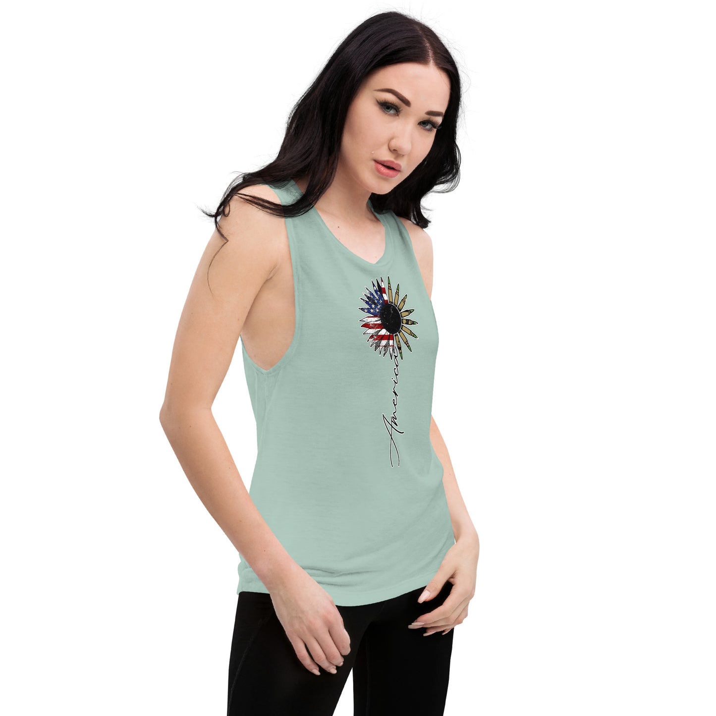 American Sunflower Ladies’ Muscle Tank