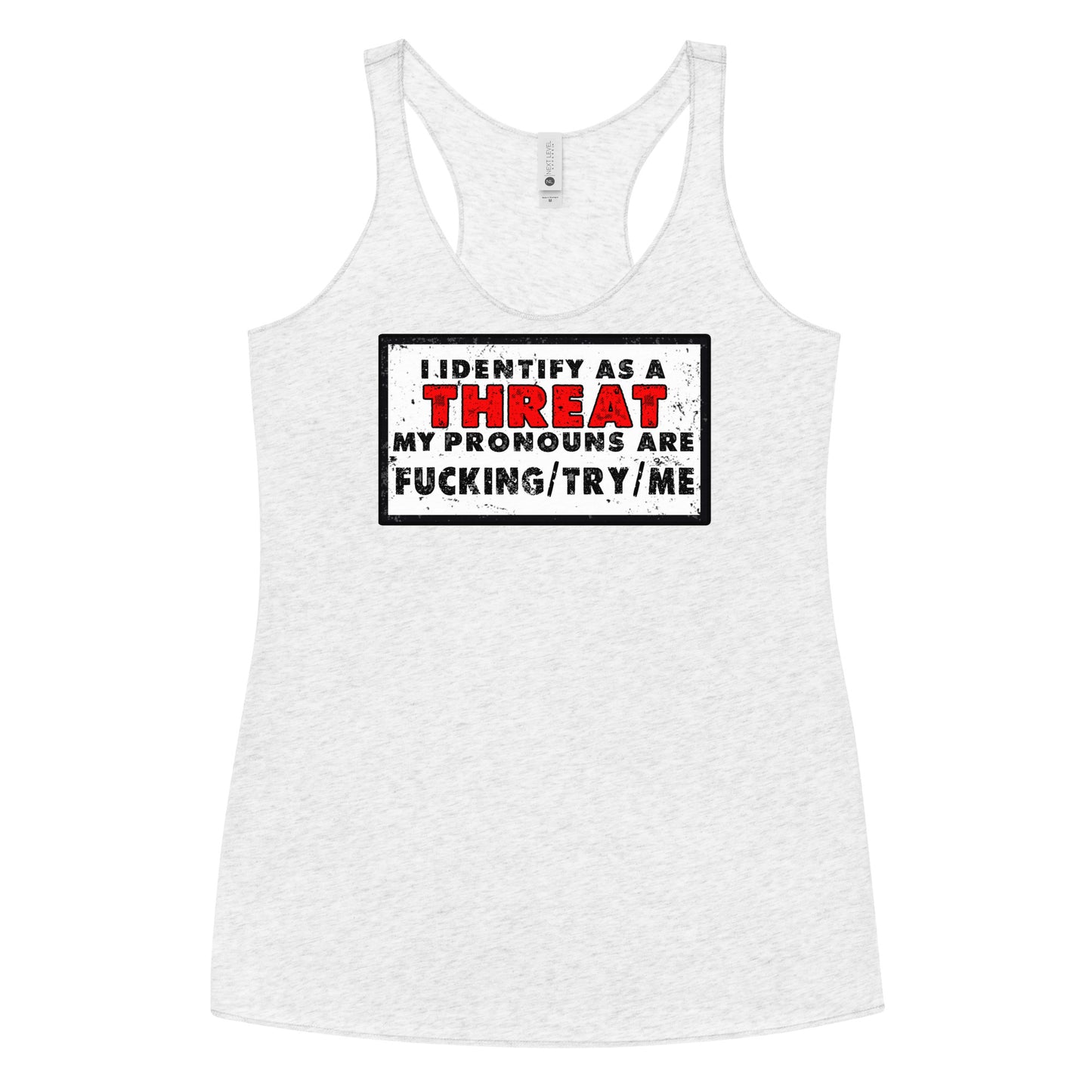 I Identify as a Threat Women's Racerback Tank