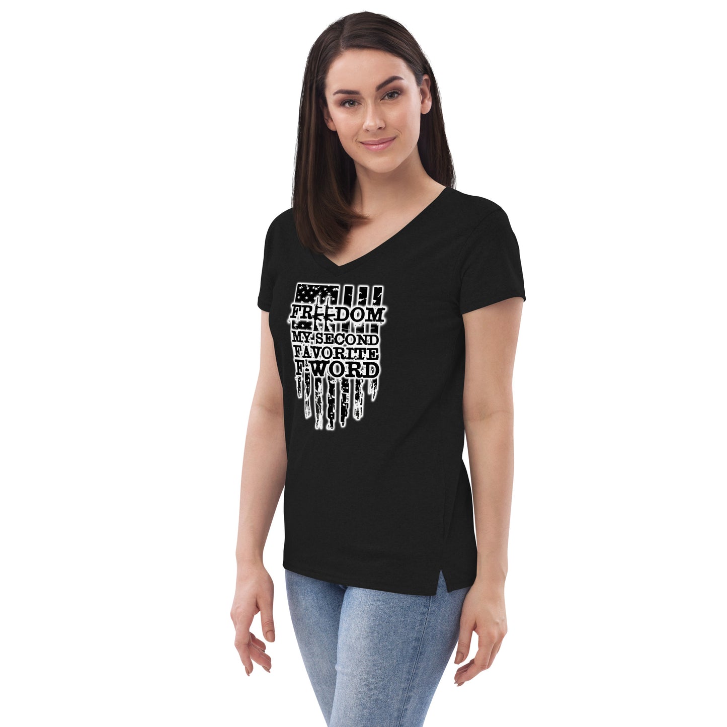 Freedom is My Second Favorite F-Word Women’s recycled v-neck t-shirt