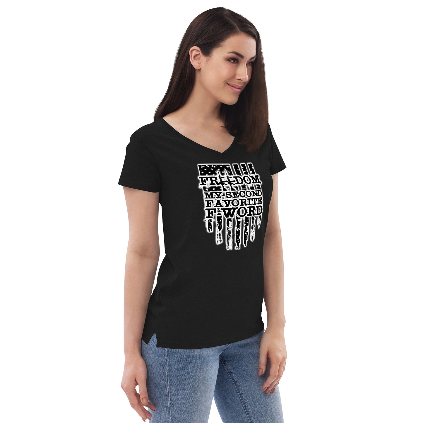 Freedom is My Second Favorite F-Word Women’s recycled v-neck t-shirt