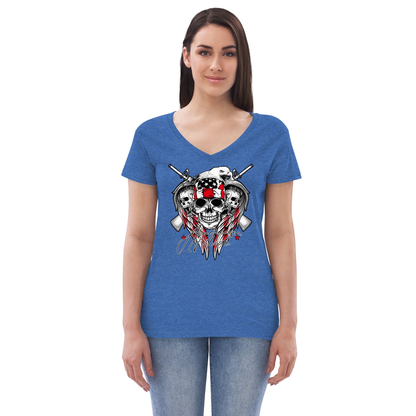 American Made Women’s recycled v-neck t-shirt