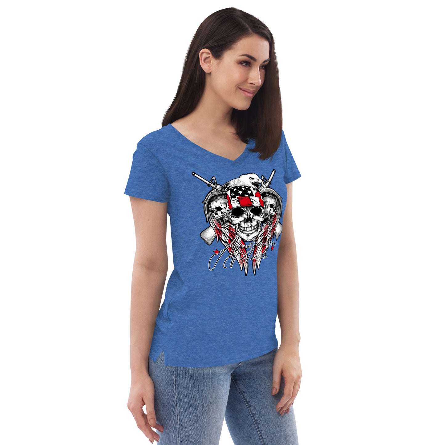 American Made Women’s recycled v-neck t-shirt