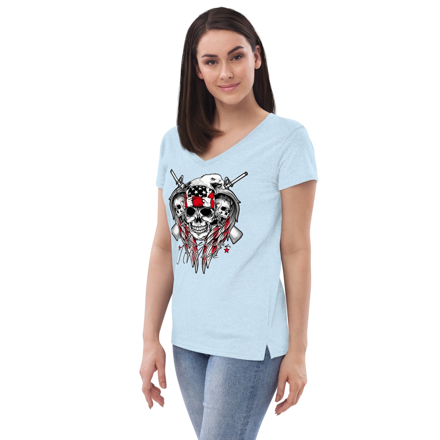 American Made Women’s recycled v-neck t-shirt