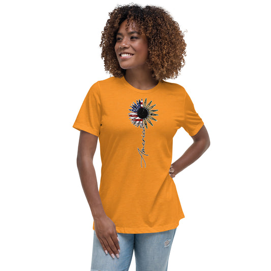 America Sunflower Women's Relaxed T-Shirt